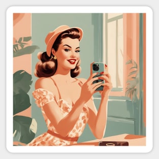 Snapshot Vintage Vanity Mirror Selfie Pin Up Art Sticker